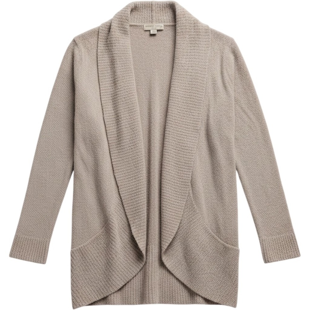 Barefoot Dreams CozyChic Lite Circle Cardigan Taupe Open Front Sweater Size M